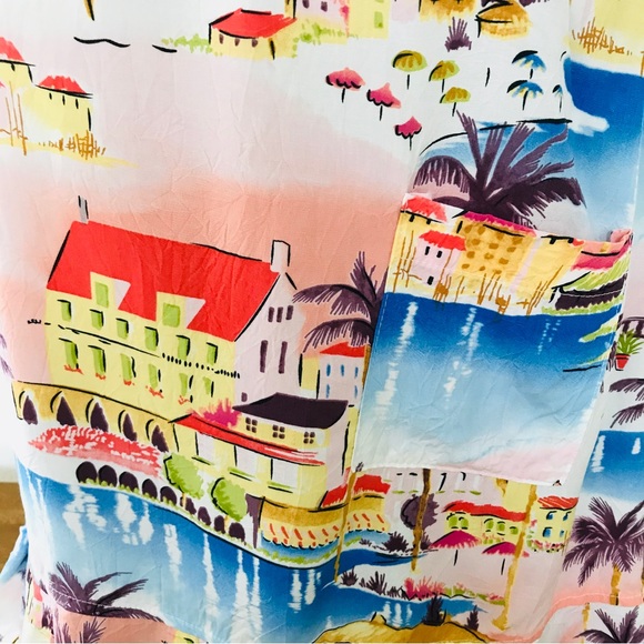 VINTAGE 80s LINE TWO French Riviera Print RESORT DRESS Size Small - Picture 6 of 14